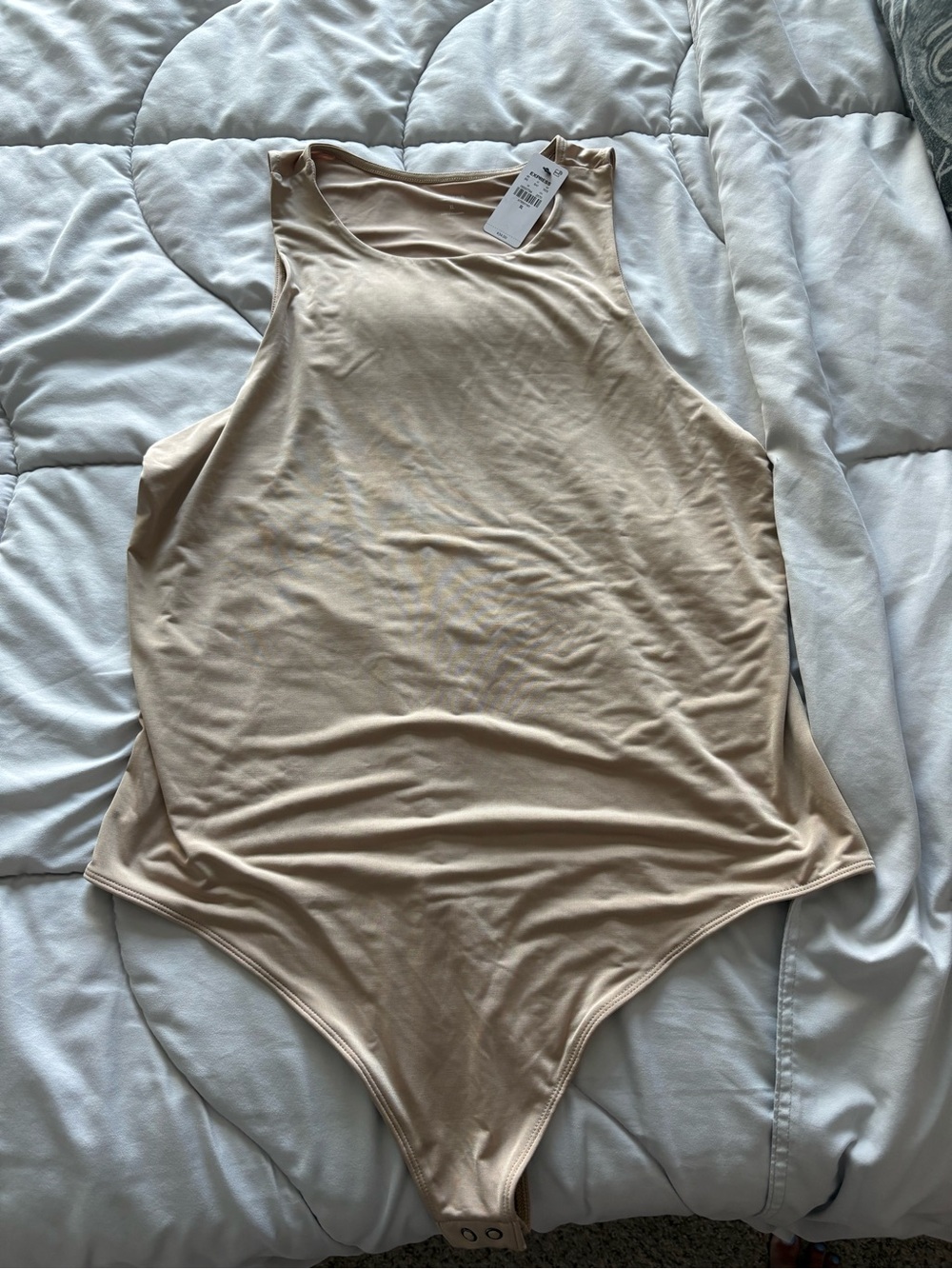 Express Beige High-Neck Bodysuit